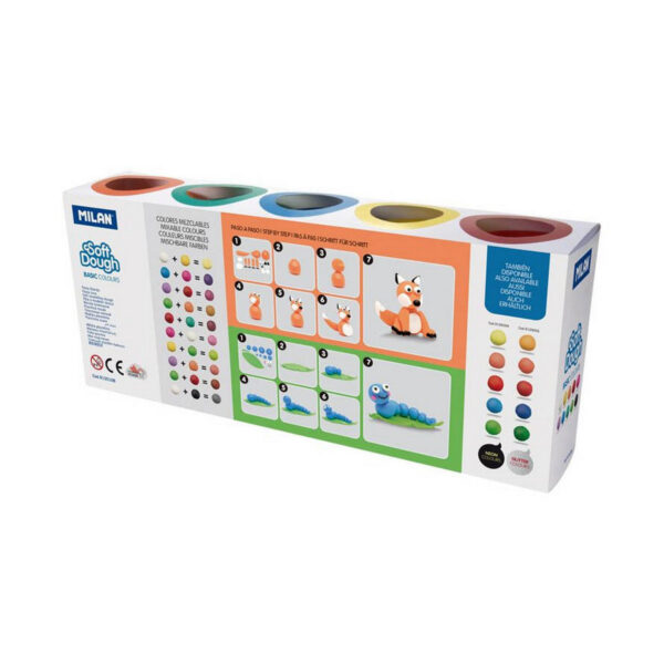 Modelling Clay Game Milan Soft dough 913510B Yellow Blue Multicolour 85 g Vegetable (10 Units) - Image 3