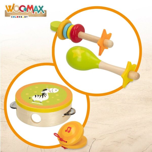 Set of toy musical instruments Woomax Wood 14,5 x 4,5 x 14,5 cm (4 Units) - Image 3