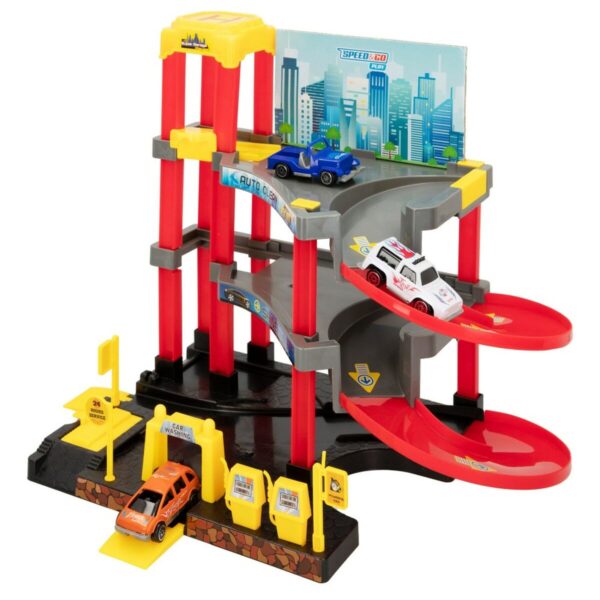 Car park with Cars Speed & Go 37 x 29 x 25 cm (4 Units) - Image 2