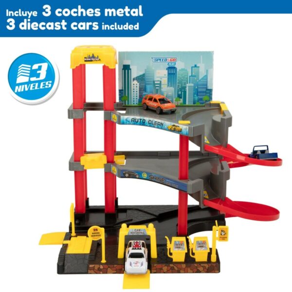 Car park with Cars Speed & Go 37 x 29 x 25 cm (4 Units) - Image 3